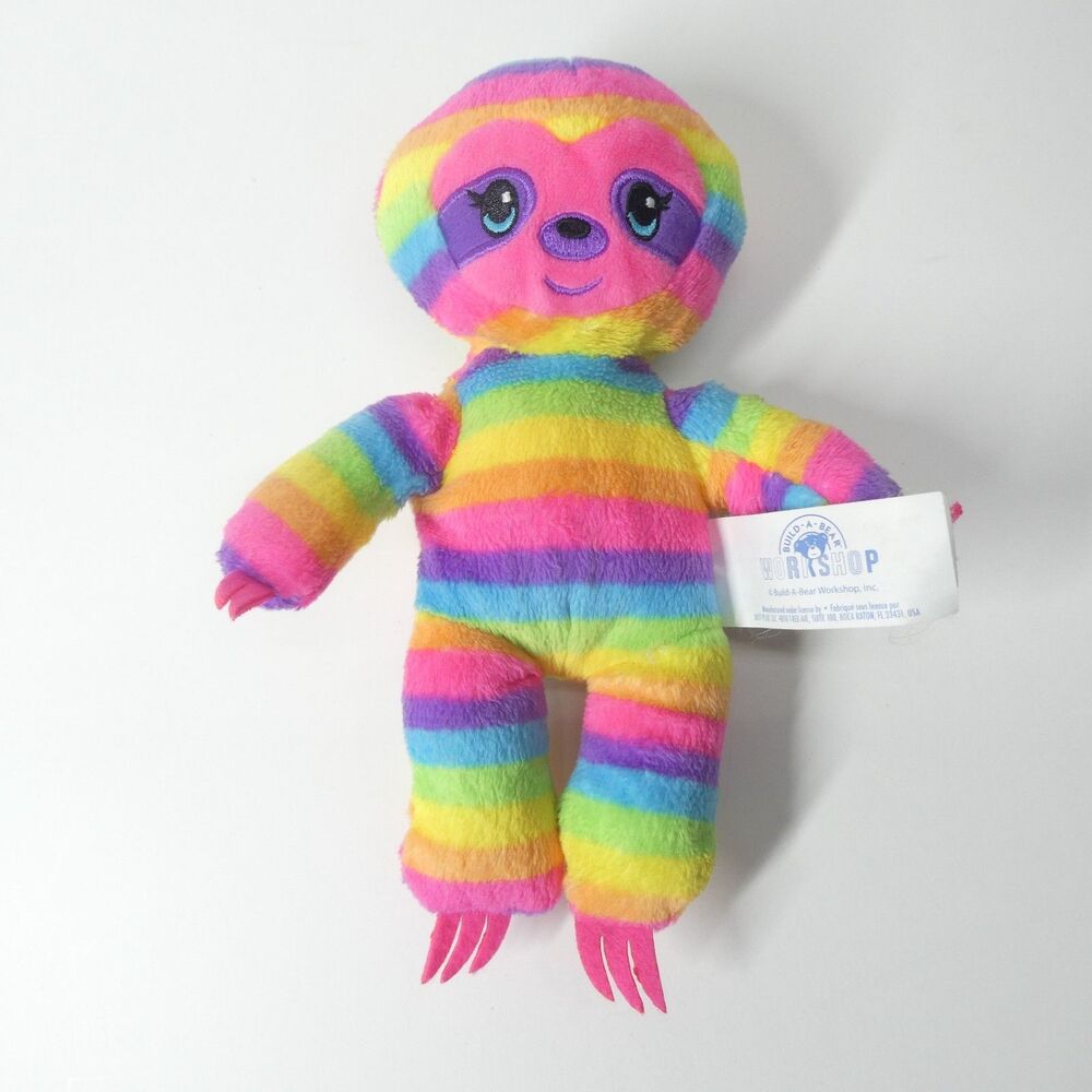 Build a Bear Workshop Rainbow Sloth Mini Plush 8" BABW